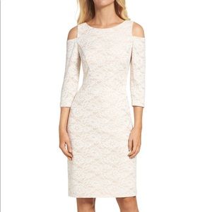 NWT Eliza J Cold Shoulder Sheath Dress Ivory Lace